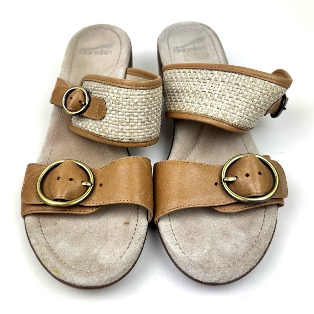 Dansko sandals tan leather comfort low heel size 41 - Picture 3 of 9